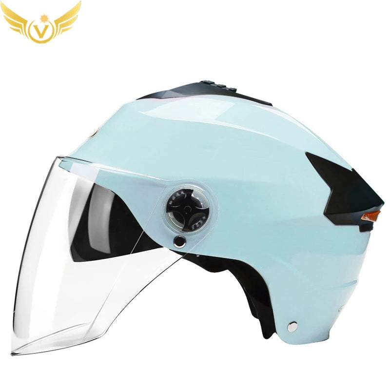 Motorcycle Helmet with LED Lights | Adjustable Electric Scooter & Moped Half Helmet for Men and Women