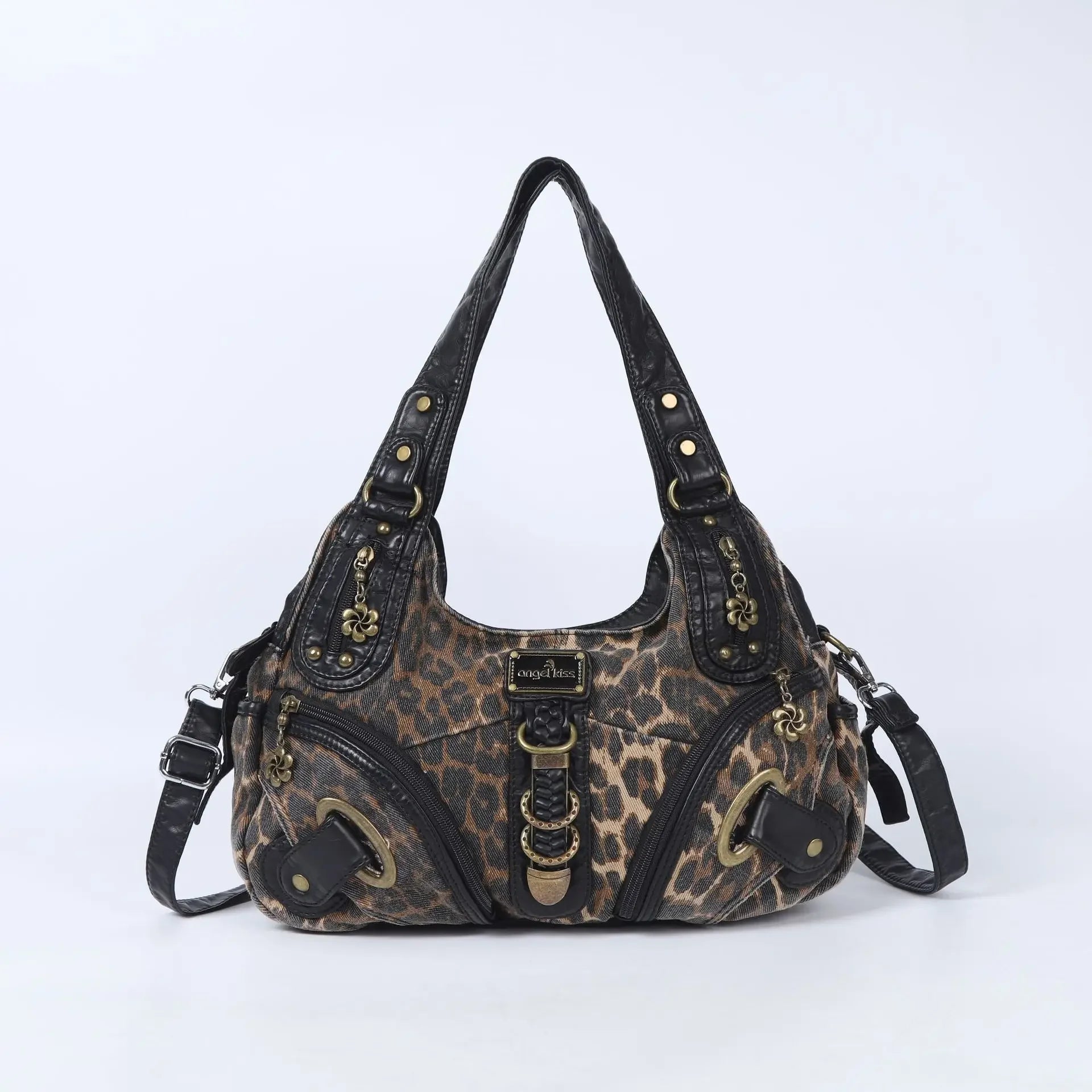 Angelkiss Women Handbags Leopard Bag Top-handle Handbag Fashion Satchel Dumpling Pack Shoulder Bag Tote Bag Hobos Large Purse