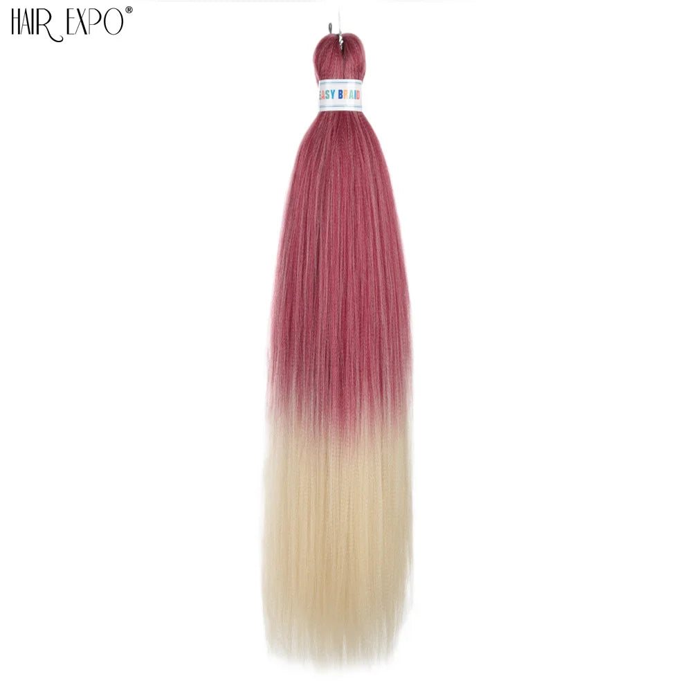 26Inch Easy Braids Hair Synthetic Colourful Pre Stretched Braiding Hair Extensions Jumbo Braids Ombre Yaki Long Straight Hair