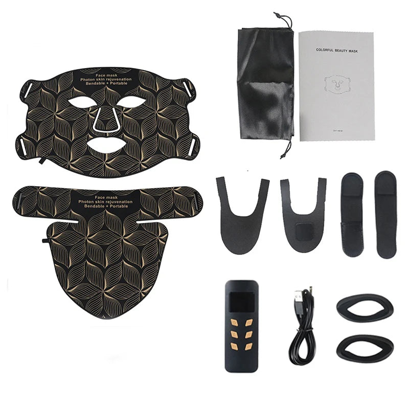 8-Color LED Face & Neck Mask – Red + Near-Infrared Light (USB Rechargeable)