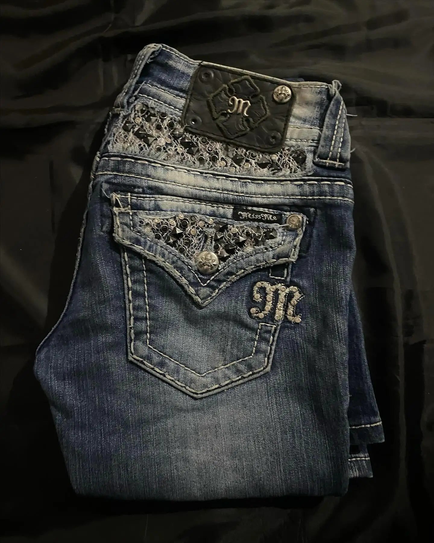 Blue Flared Jeans for Women Distressed Denim Bootcut Pants Tapered Casual Chic Vintage Style Everyday Wear with Decor Details