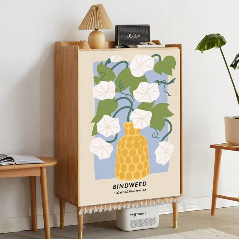 Nordic Style Flowers Plant Cabinet Short Curtains Punch-free Half-curtain Dust Cover for Shoe Shelf Kitchen Storage Curtains