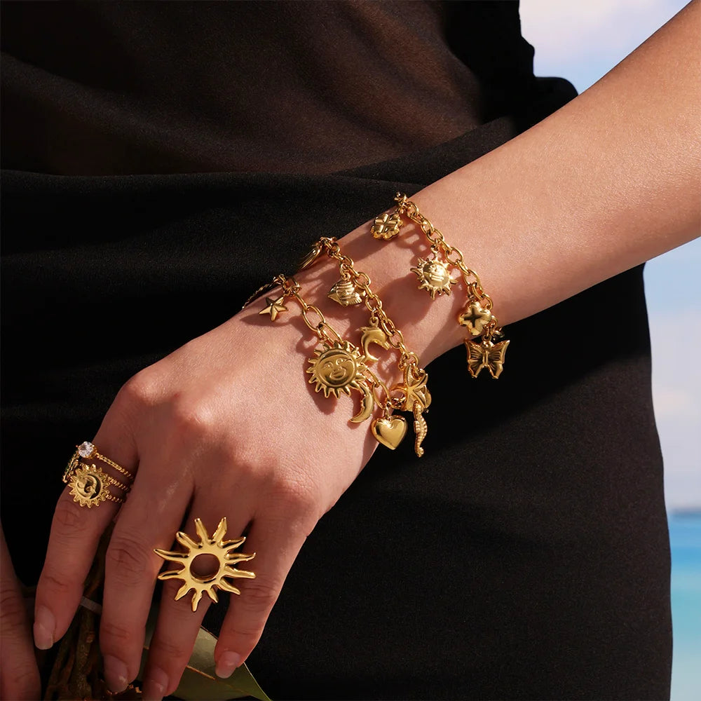 18K Gold-Plated Starfish Dolphin Shell Bracelet | 316 Stainless Steel Women’s Trend Jewelry 2025