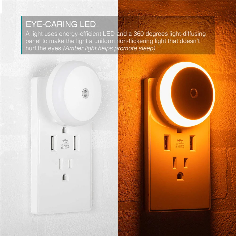 RXSFY Dusk-to-Dawn Plug-In LED Night Light (Auto-Dim)