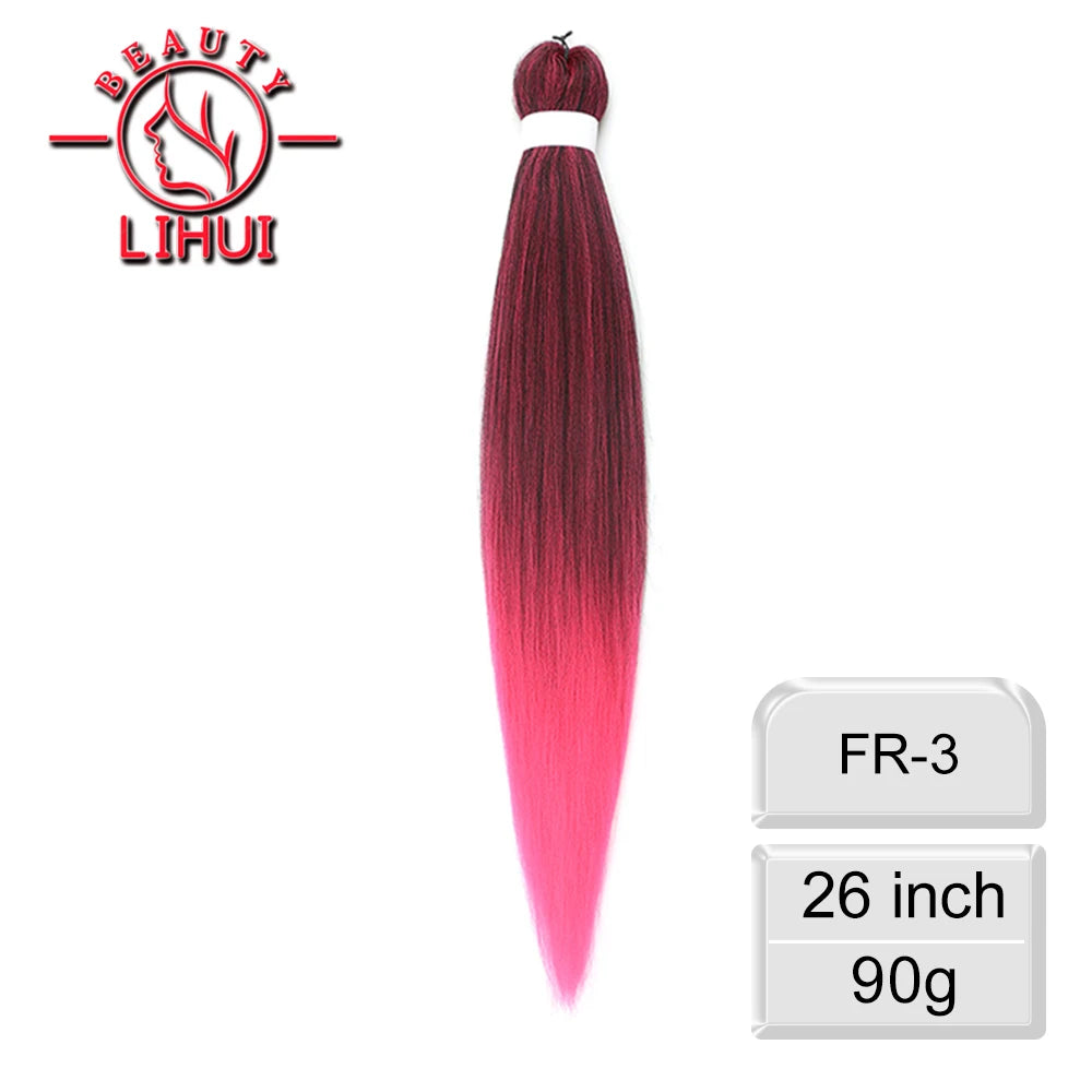 LIHUI Pre-Stretched Jumbo Braids — 26" 90 g Synthetic (Red/Pink, Frosted Colors)