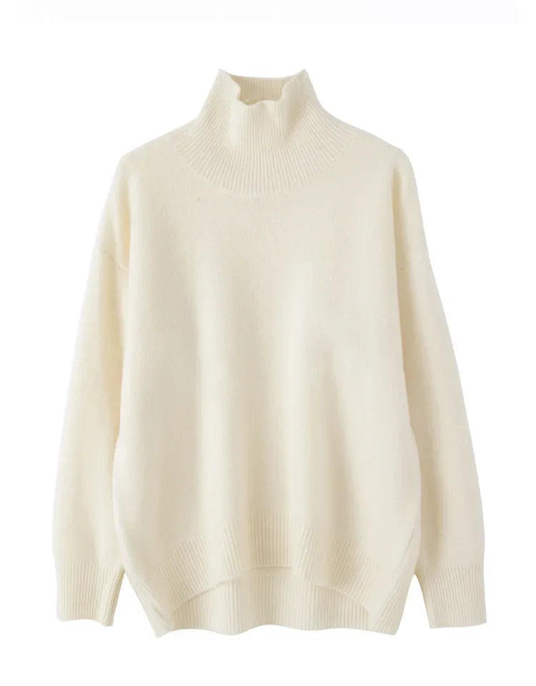 Women’s Loose Fit Turtleneck Wool Sweater – Cozy Oversized Knit, Layering Pullover (Inclusive Sizing)