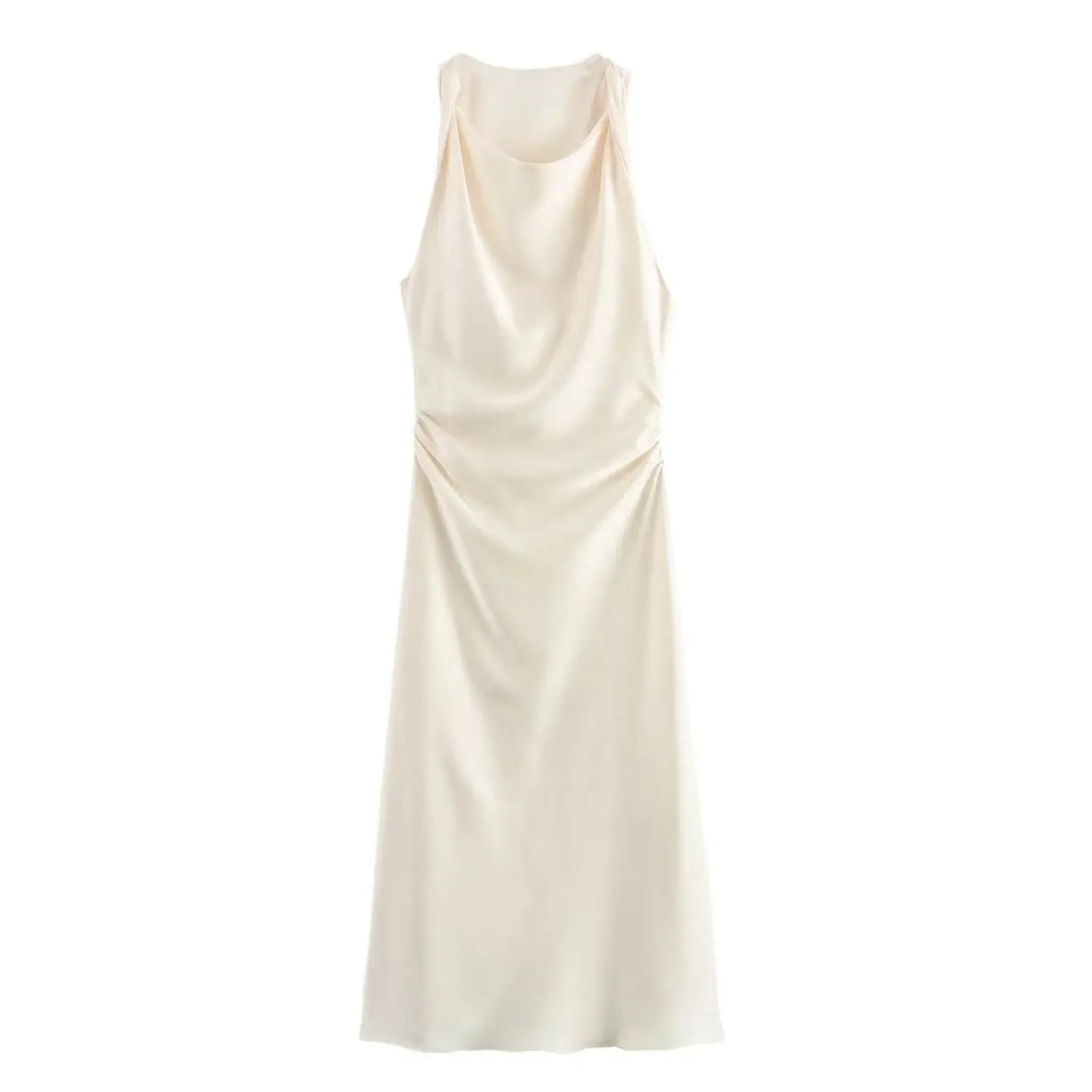 Satin Long Dresses for Women 2026 Summer Slip Midi Dress Woman Sexy Evening Party Dress Sleeveless Female Elegant Dresses