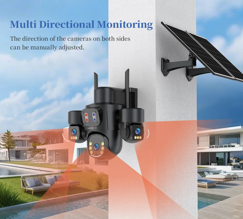 LS VISION AOV/PIR 3-Screens Solar Camera Optical Zoom Outdoor