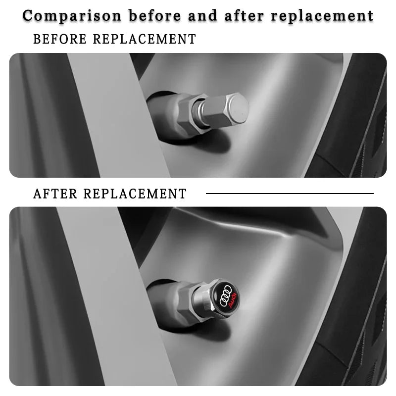 Metal Tire Valve Caps Set of 4 – Stem Covers for Audi Models