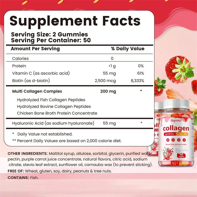 Pslalae Multi-Collagen Gummies — Hair, Skin, Nails & Joint Support (Sugar-Free)