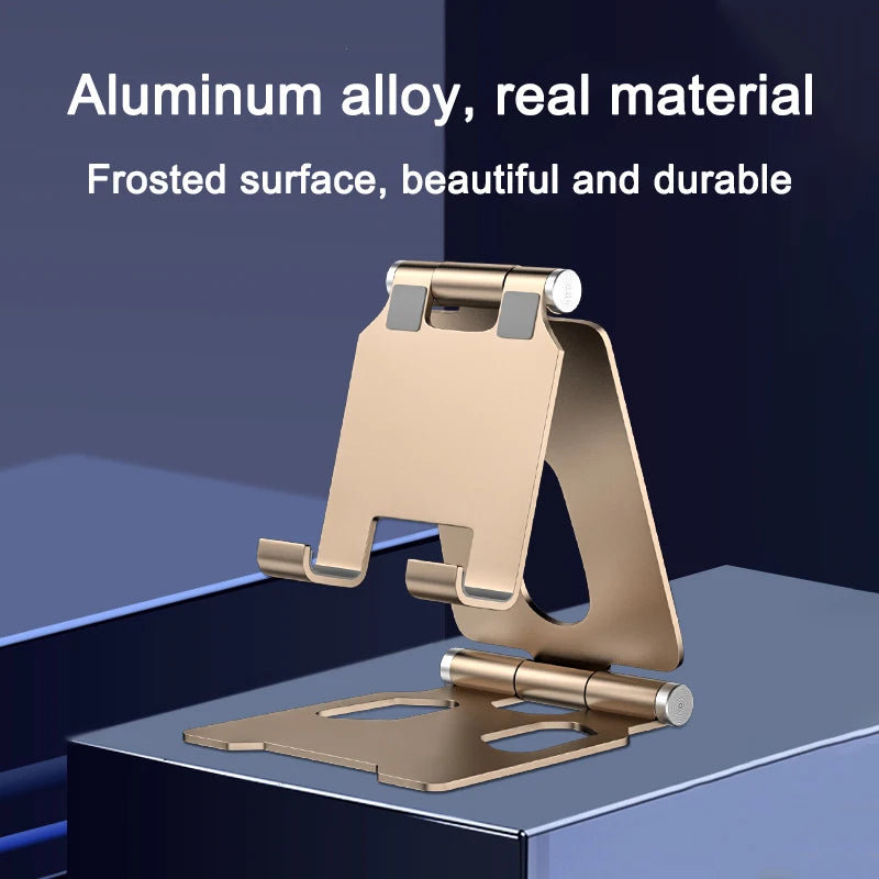Metal Aluminum Alloy Foldable Phone Stand – Portable Desktop Holder for iPhone 13/14 Pro, Samsung, and All Smartphones