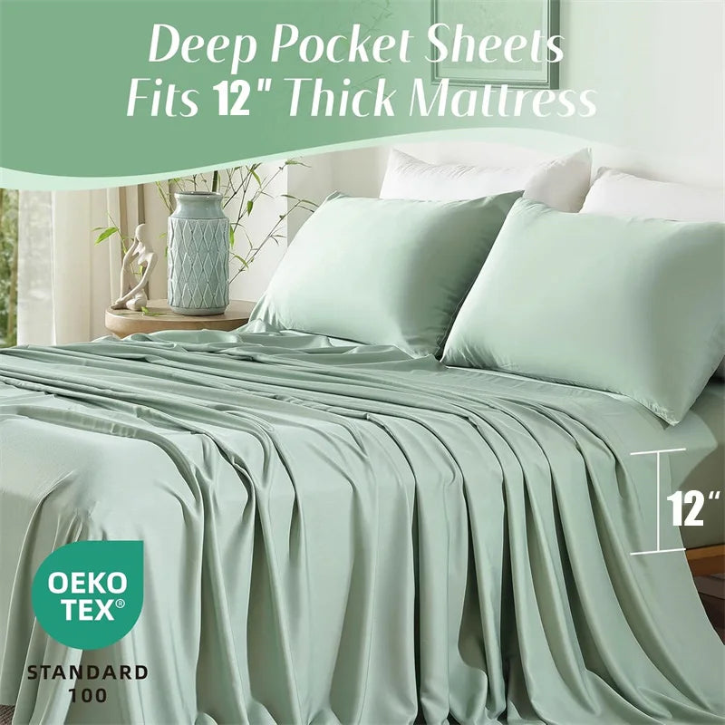 100% Organic Bamboo Bed Sheet Set – Silky, Breathable Hotel Luxury