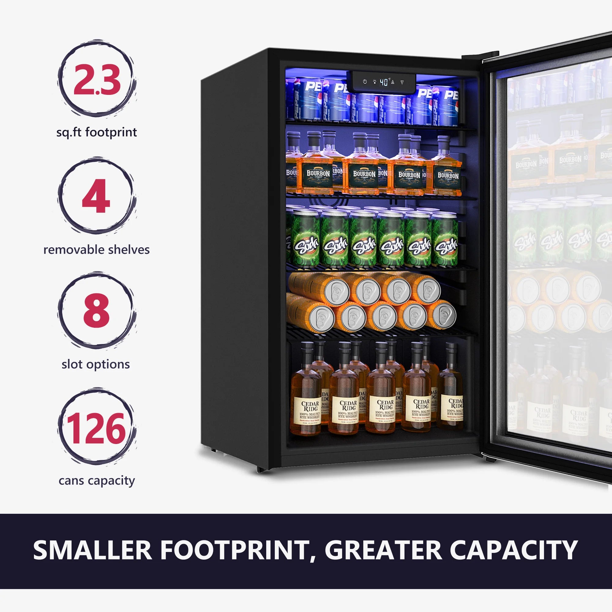 Beverage Refrigerator/Cooler,130Cans Mini Fridge,3.1Cu.Ft Capacity,LED Temperature Control,Flip-Up Door,Suitable for Home/Office