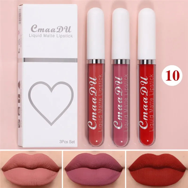 6 Colors/Set Fashion Matte Lip Gloss Sets Natural Moisturize Waterproof Lasting Velvet Sexy Red Liquid Lipstick Beauty Cosmetic