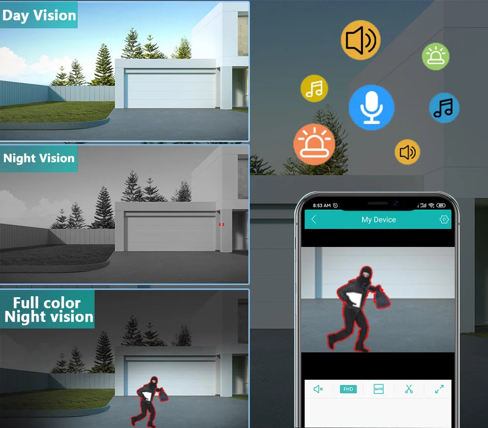 50X 30X Optical Zoom 5MP PTZ Security Camera Outdoor Waterproof Wifi PTZ IP Camera Color Night Vision CCTV Human Detection ICSEE