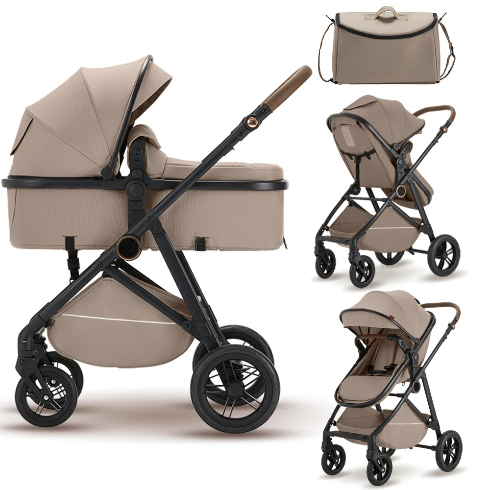 Baby 2 in 1 Baby Stroller Pushchair High Landscape Reversible Foldable Portable Stroller Newborn Pram