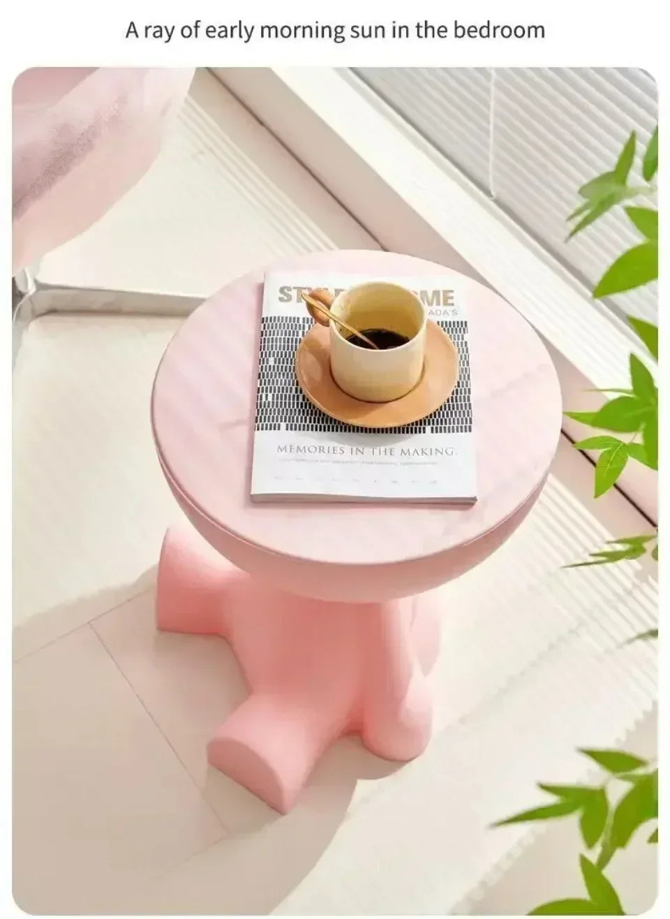 Cream Coffee Table Sofa Bed Side Table Modern Simple Home Accessories Living Room Decor Creative Flat Head Plastic Round Tables