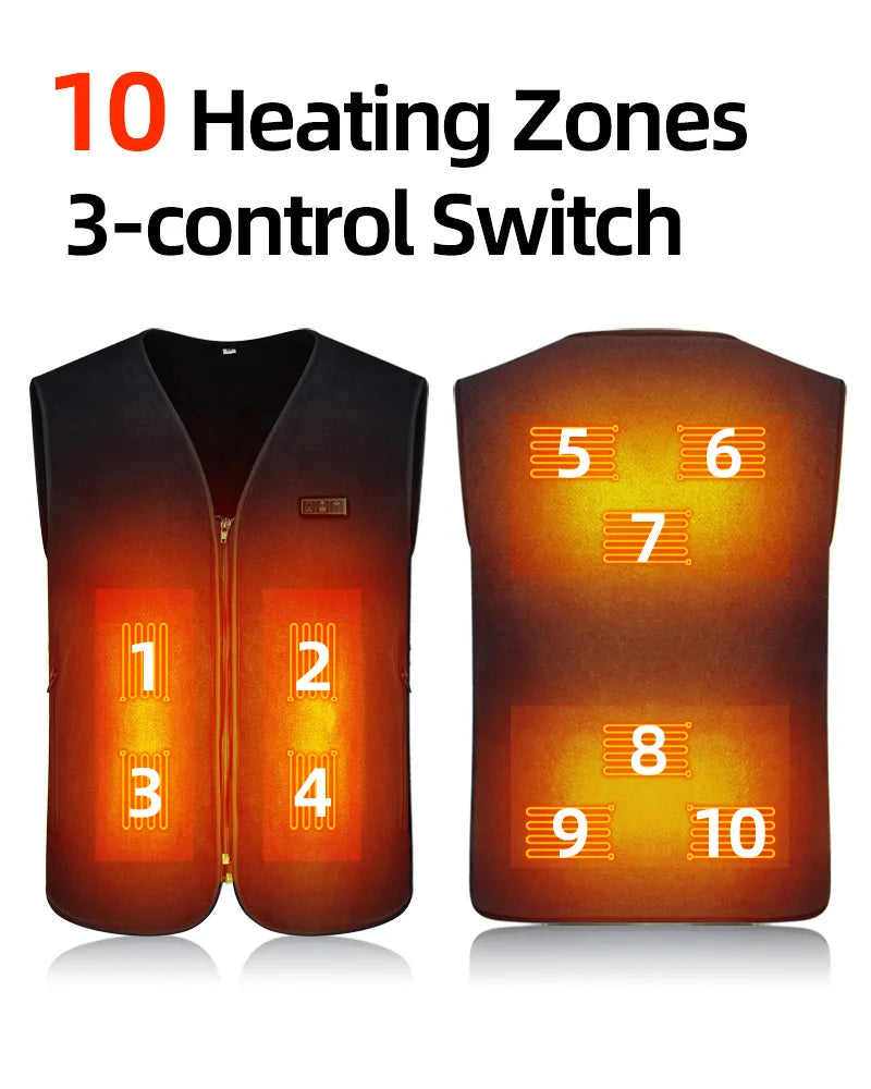 Smart Fleece Heated Vest Men USB Electric Self Heating Vest Women Rechargeable Heated Jacket Thermal Hunting Heated Clothes