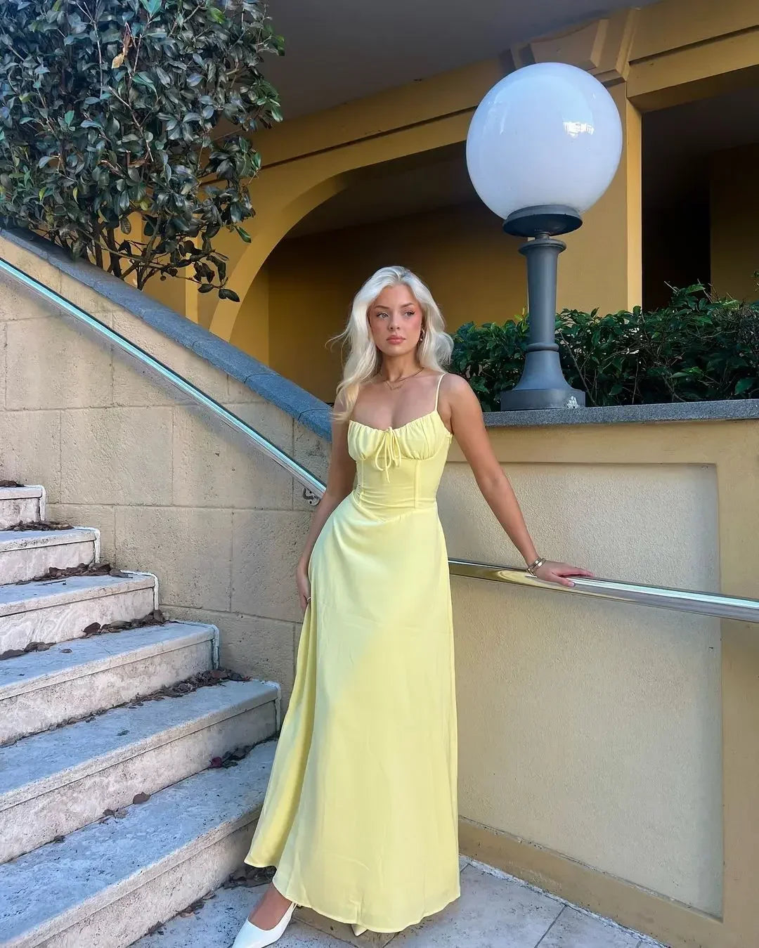 Casual Women High Waist A-line Sling Dress Sleeveless Cinched-waist Pleated Slim Long Dresses 2026 Lady Vacation Street Gowns