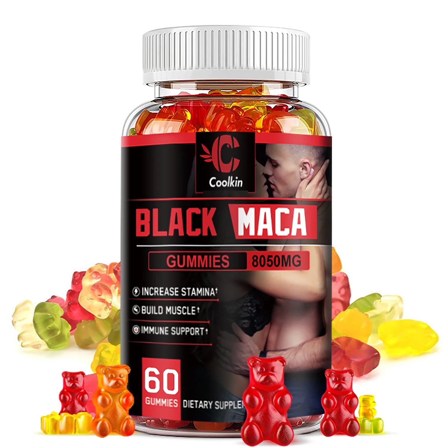 Black Maca Gummies - Performance and Mood Supplement, Supports Natural Health, Muscle Growth, Energy - 60 Gummies