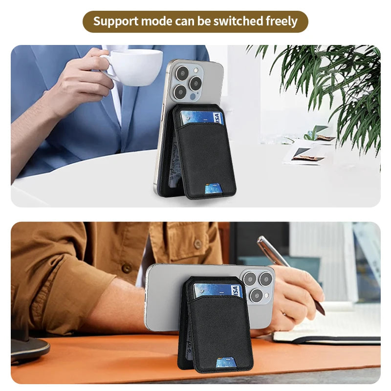 Luxury For Magsafe Magnetic Leather Wallet Holder Case For iPhone 16 15 14 13 12 Pro Max Card Holder Phone Bag Cover Accessories