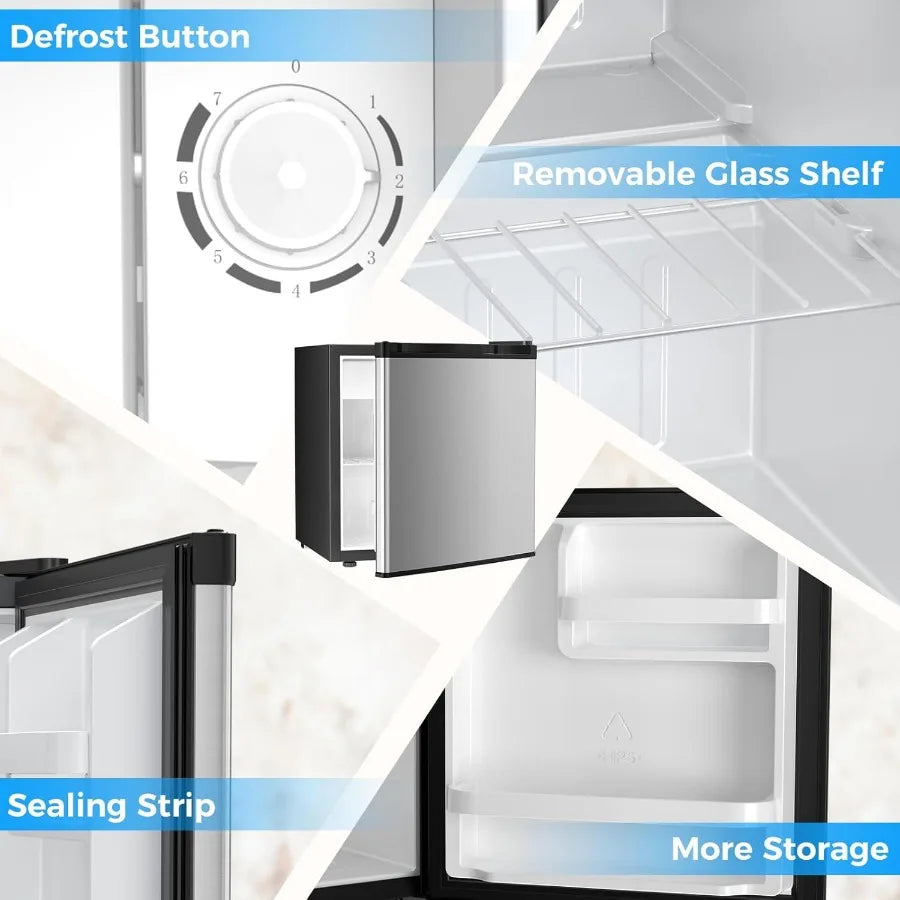 1.7 Cu.Ft Compact Refrigerator with Freezer Featuring Adjustable Thermostat Removable Glass Shelf and Single Reversible Door Id