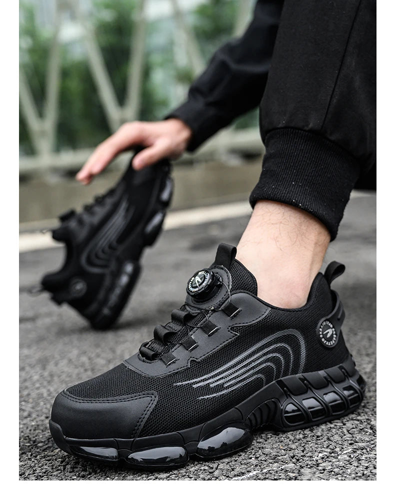 Rotary Buckle Work Safety Shoes For Men and Women Air Soft Sole Lightweight Protective Work Sneakers Men Breathable Boots