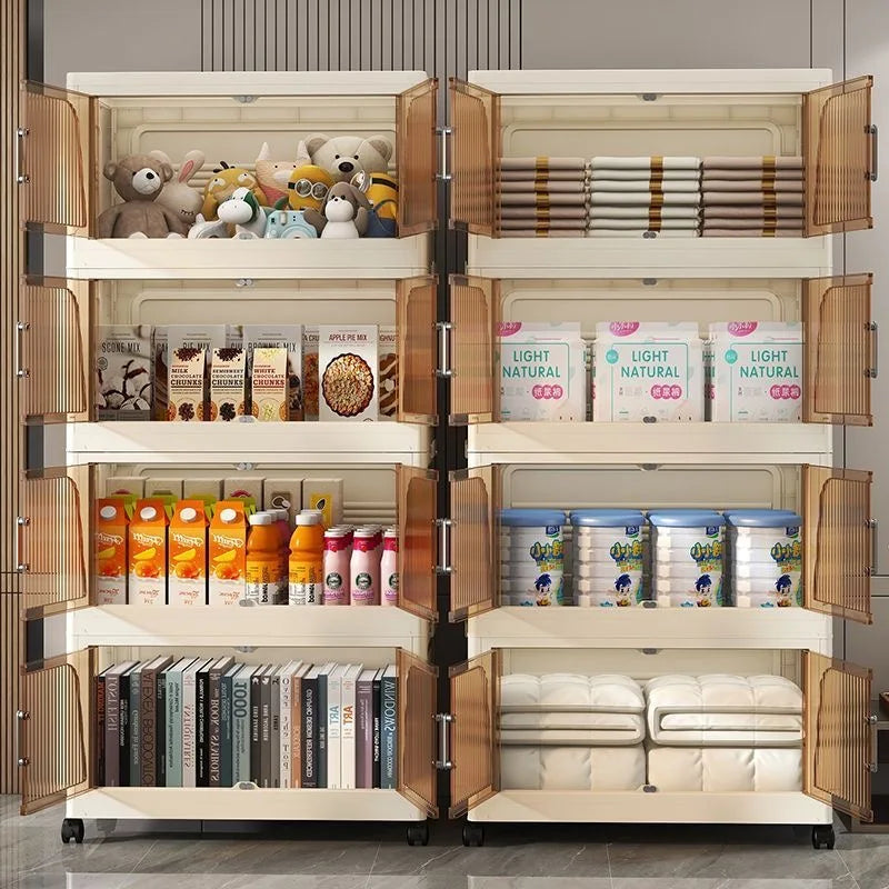 2025 Folding Living Room Cabinet Multifunction Closet Organizer With Wheel Stackable Sundries Large Capacity Storage Box Shelf