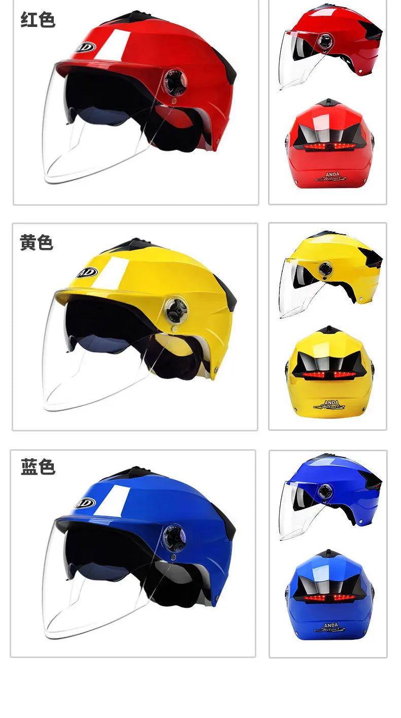 Motorcycle Helmet with LED Lights | Adjustable Electric Scooter & Moped Half Helmet for Men and Women