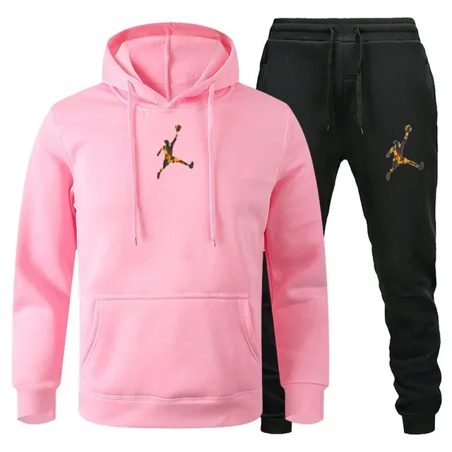 2025 Autumn/Winter Men's jogging Fitness sportswear Set: Fashionable long-sleeved sweatshirt + casual pants 2-piece set