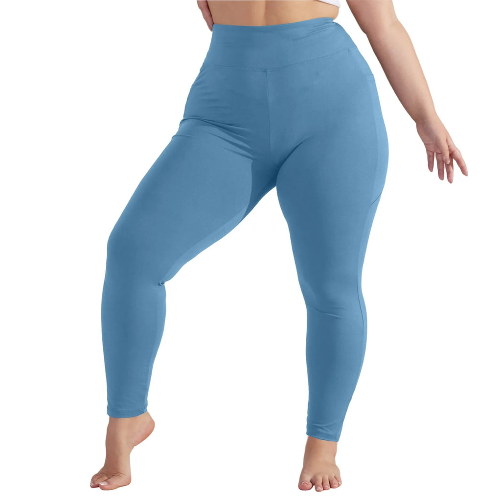 Plus Size Women’s High-Waisted Yoga Pants with Pockets – Hip Lift Athletic Leggings