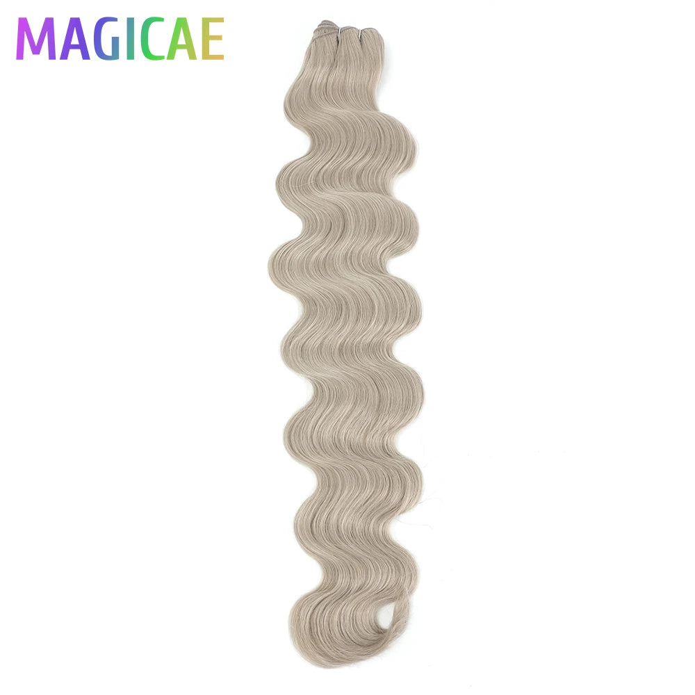 Magicae 200g/Pc Chocolate Ombre Brown Orange Blond 27/613 Grey High Temperature Synthetic Hair Extension 30Inch Body Wave Bundle