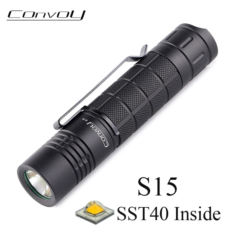 Convoy Flashlight S15 SST40 Led Lanterna Flash Light 18650 Linterna Camping Fishing Zaklamp Lampe Torche Portable Latarka