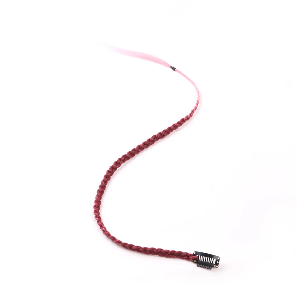 Synthetic 5 Pcs/Lot Clip-in Extensions For Women Ponytail Rainbow Braid Hair Extension 22'' Ombre Hairpiece Box Braid With Clip