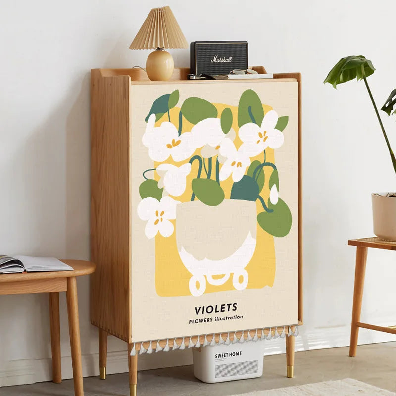 Nordic Style Flowers Plant Cabinet Short Curtains Punch-free Half-curtain Dust Cover for Shoe Shelf Kitchen Storage Curtains