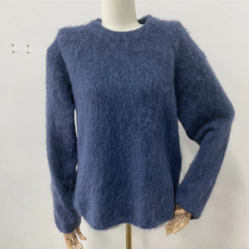 EOTVOTEE Women’s Loose Knit Pullover Sweater – Casual O-Neck Long Sleeve Jumper, Vintage Streetwear Style (Autumn/Winter)