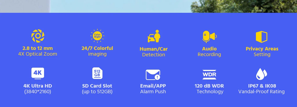 ANNKE H.265+ 4K Ultra HD IP Camera 4X Optical Zoom Dome Camera Home 8MP Night Vision Security Camera 2.8mm poe camera outdoor 4k