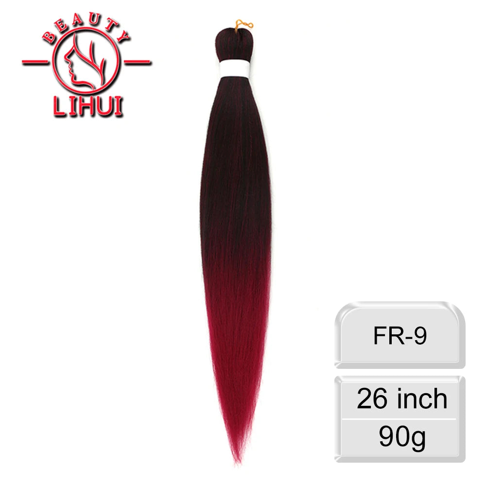 LIHUI Pre-Stretched Jumbo Braids — 26" 90 g Synthetic (Red/Pink, Frosted Colors)