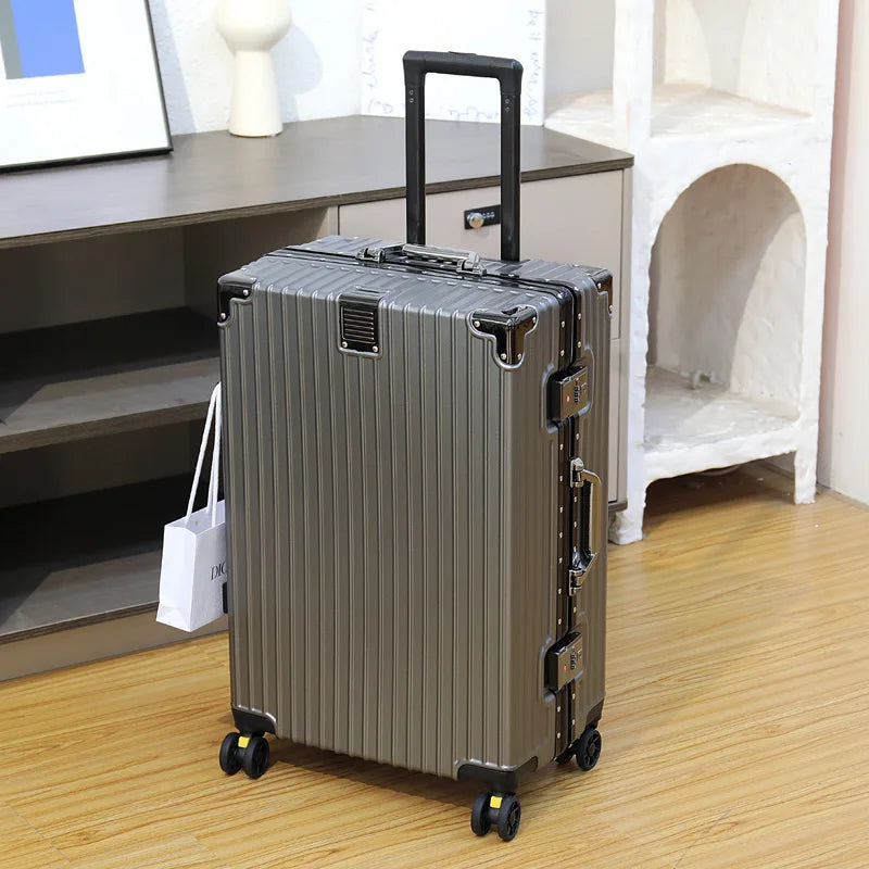 Luggage Suitcase Aluminum Frame 20 Trolley Case Universal Wheels 24 Female Male Students 26 Durable Password 28inch Leather Case