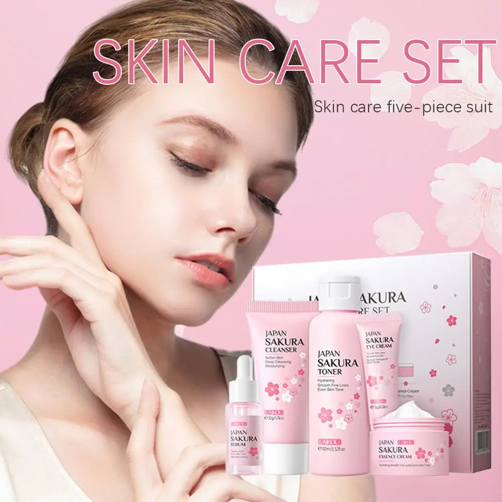LAIKOU Sakura Skincare Gift Set – Moisturizing Face Care Kit (3–5 pcs)