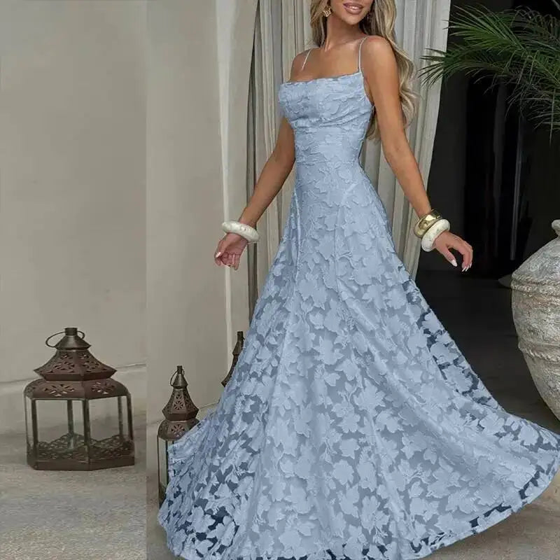 Giyu Sexy Evening Party Dresses Women 2025 Summer Beach Backless Bandage Maxi Long Dress Big Swing Jacquard Holiday Wedding Robe