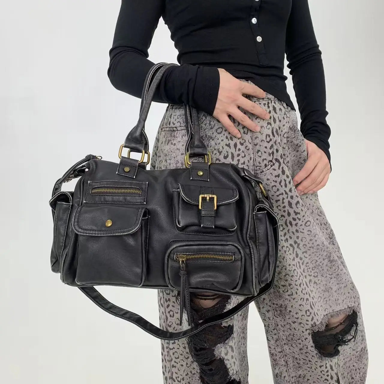 Venn Angel Women Handbags Top-handle PU Shoulder Bag Satchel Fashion Dumpling Pack Tassel Design Multi-pockets Evening Bags