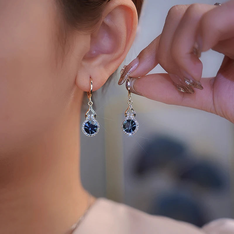 Crystal & Pearl Drop Earrings | Gold-Plated Brass Dangle Jewelry for Women