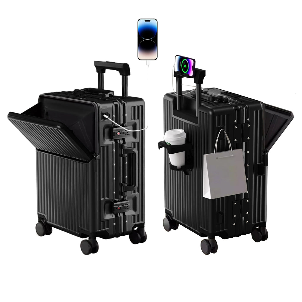 AIWEINY Aluminum Frame Suitcase PC Hard Shell Pressure-Resistant Travel Luggage, 360° Silent Swivel Wheels, with TSA Lock.