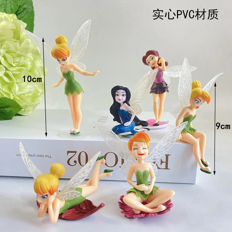 6pcs/Set Kids Tinkerbells Dolls Mini Fairy Figure Toys Children Animation Cartoon Toys Girls Dolls Baby Toy Decorations Figure