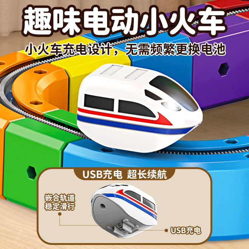 Montessori Toy 2025 Latest Educational Toys Assembly Magic Track Train Set Children'S Toys Non-Remote Control Rail Car Gift Box