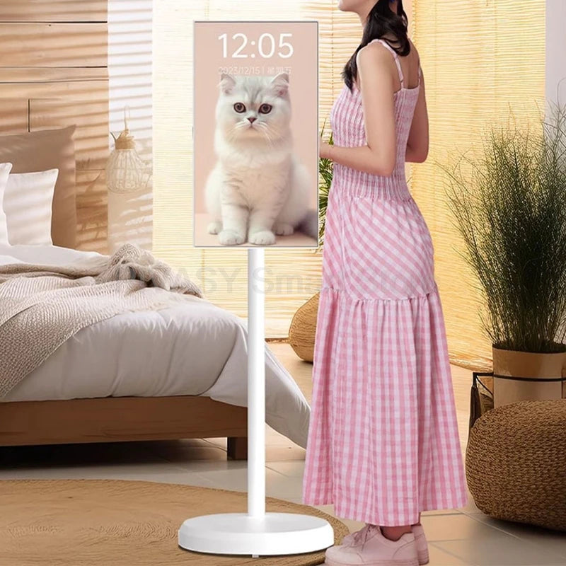 Touch Screen 21.5 24 Inch Smart TV with Floor Stand Monitor Mobile Stand Battery for Fitness Home Office Wireless Casting Audio
