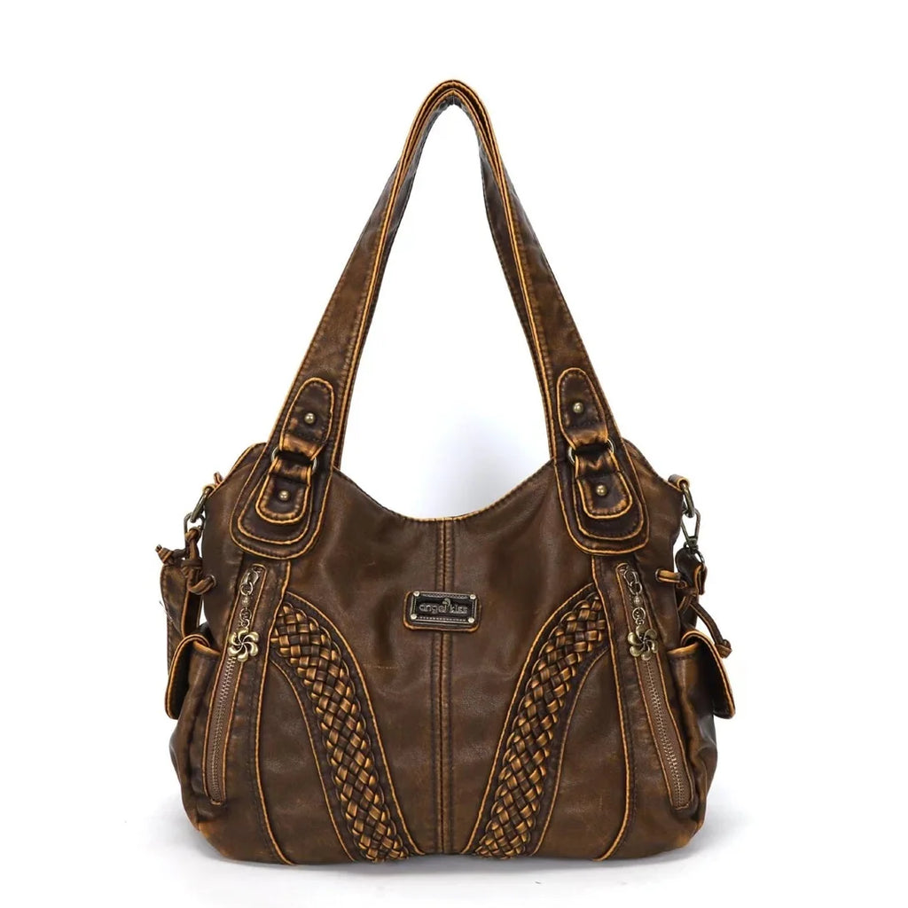 Angel kiss Women Handbags Satchel Top-handle Handbag 2023 PU Shoulder Bag Soft Dumpling Pack Multi-pockets Shoulder Purse Bags