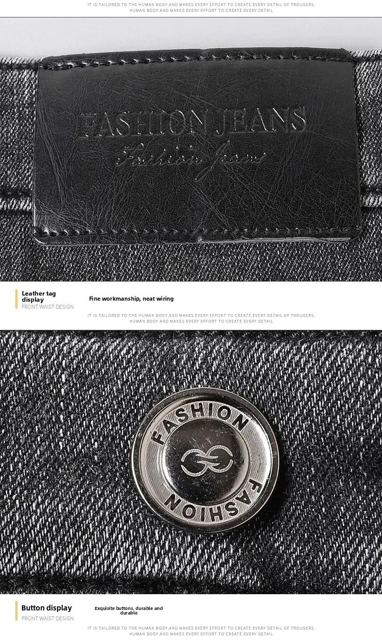 2025 New Winter Men Black Straight Stretch Denim Thick Velvet Pants Warm Jeans Casual Fleece Line Trousers Male Plus Size