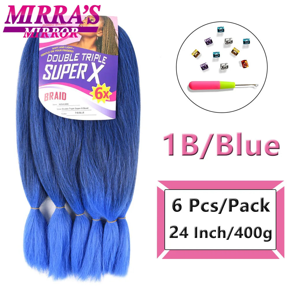 Jumbo Box Braids 400 Gramas Large YAKI Texture 6X Synthetic Braiding Hair  Pre-stretched African Braid Extensions Mirra's Mirror